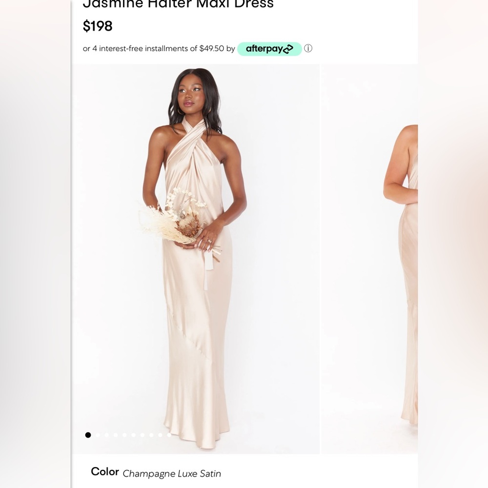 XS Show Me Your Mumu Jasmine Halter Maxi Dress Champagne Lux